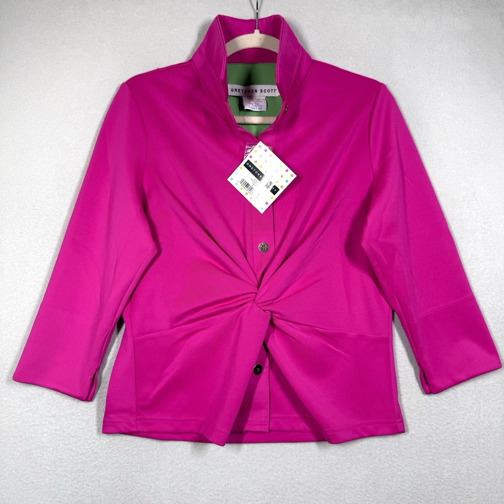 Gretchen Scott Top Women Small Twist and Shout Blouse Pink Career 3/4 Sleeve NWT